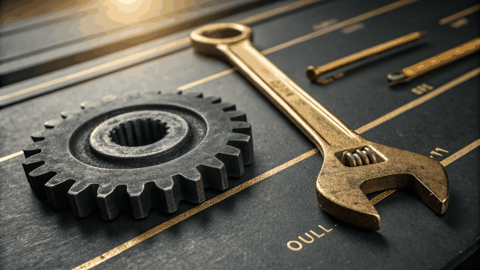 Worn industrial gear beside parametric CAD solid model